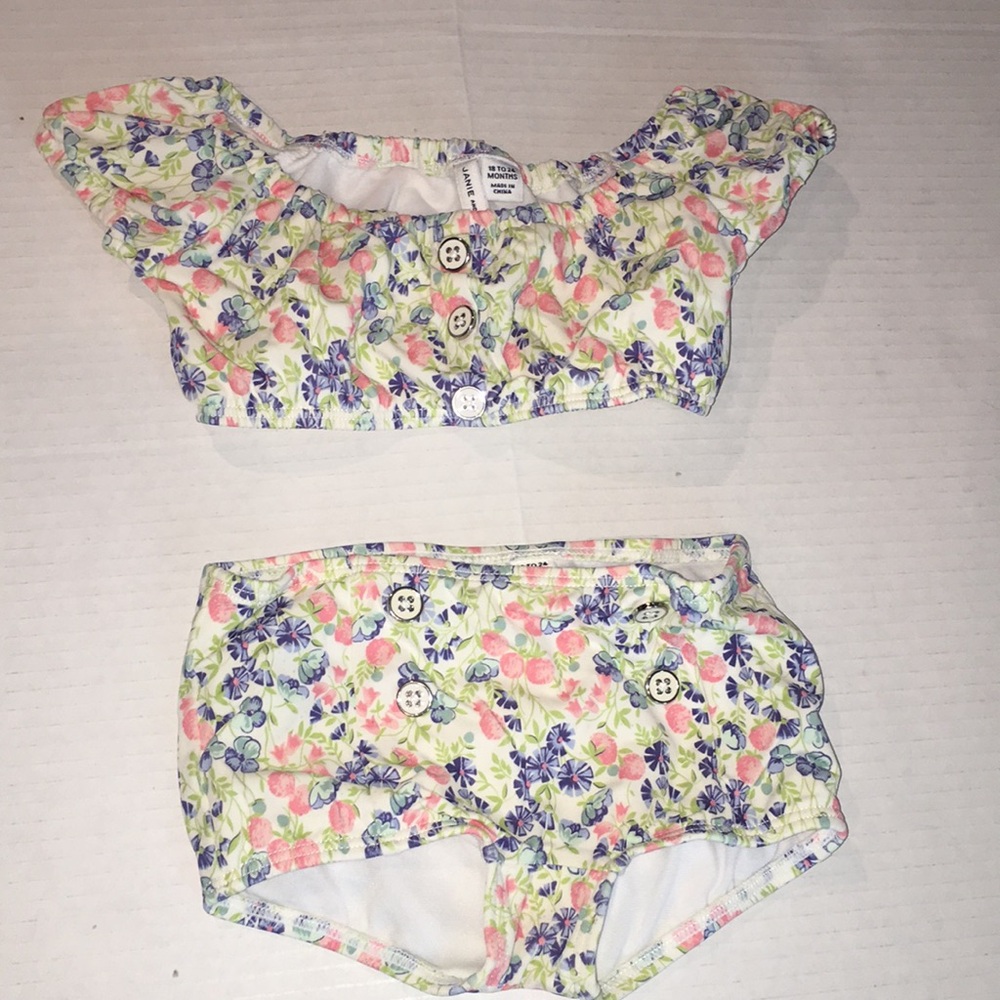 Janie And Jack Baby Girl Floral Print 2-Piece Swimsuit | 18-24M